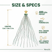 MerryLit™ Smart Pixel LED Christmas Tree Lights | 16M Colours, App + Remote